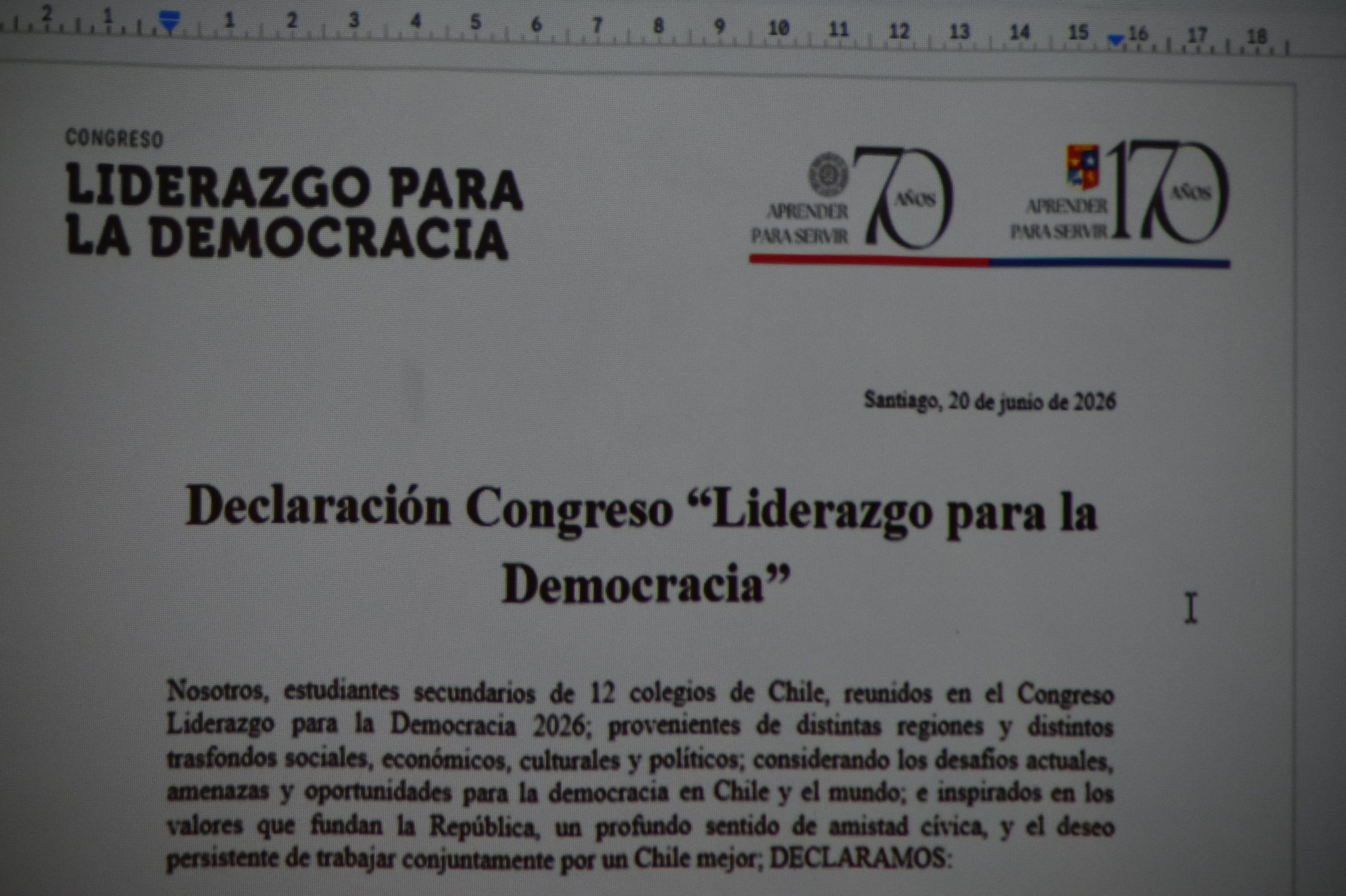 Estudiantes del Colegio San Mateo en el Congreso Liderazgo para la Democracia